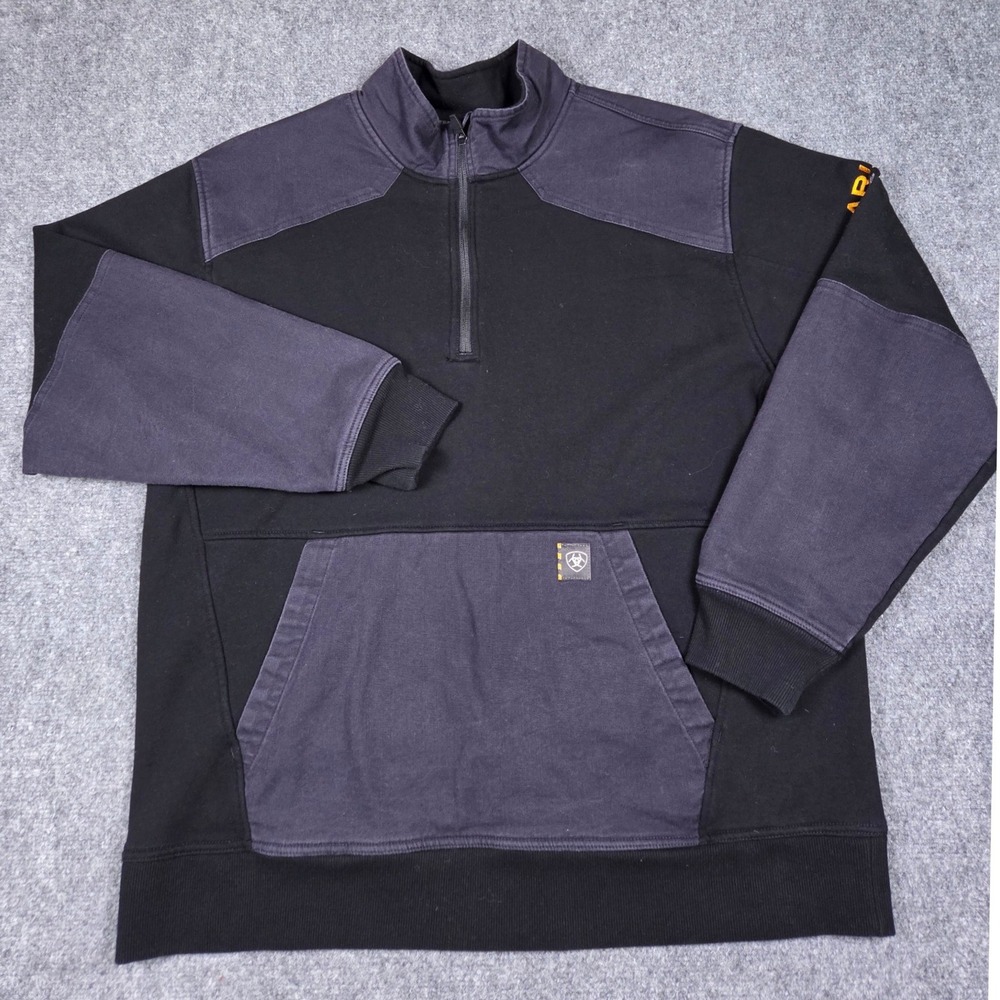 Ariat Rebar Workman Sweatshirt Mens 2XL Black Duracanvas 1/4 Zip Pullover